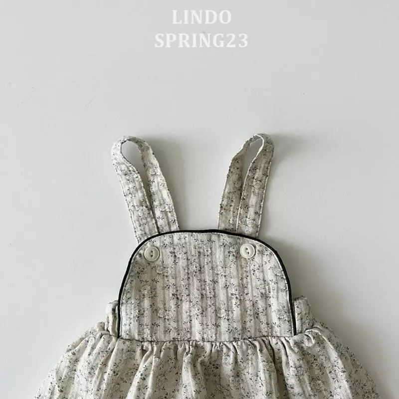 Lindo - Korean Children Fashion - #littlefashionista - Line Flower Dungarees One-piece