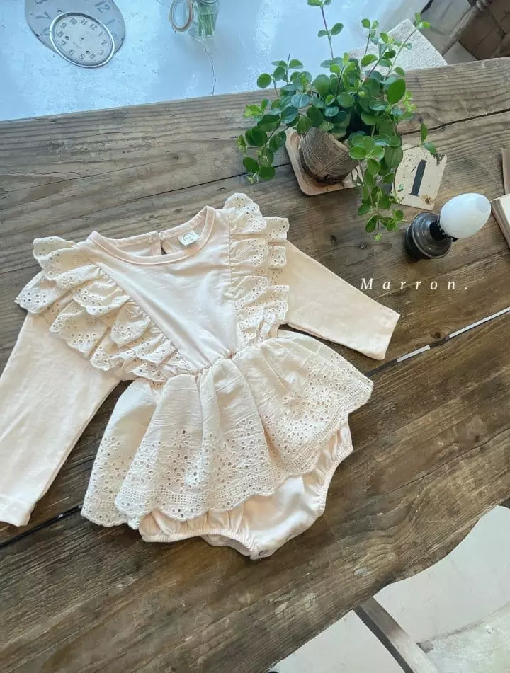 Marron Kid - Korean Baby Fashion - #babyclothing - Vanilla Lace Bodysuit - 6