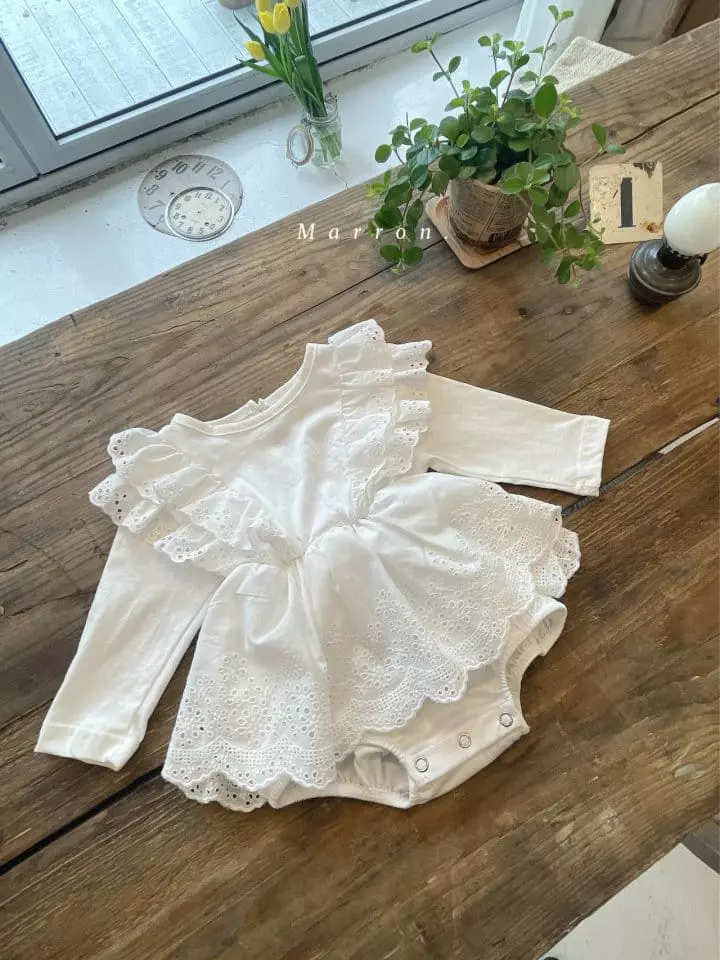 Marron Kid - Korean Baby Fashion - #babyfashion - Vanilla Lace Bodysuit - 7