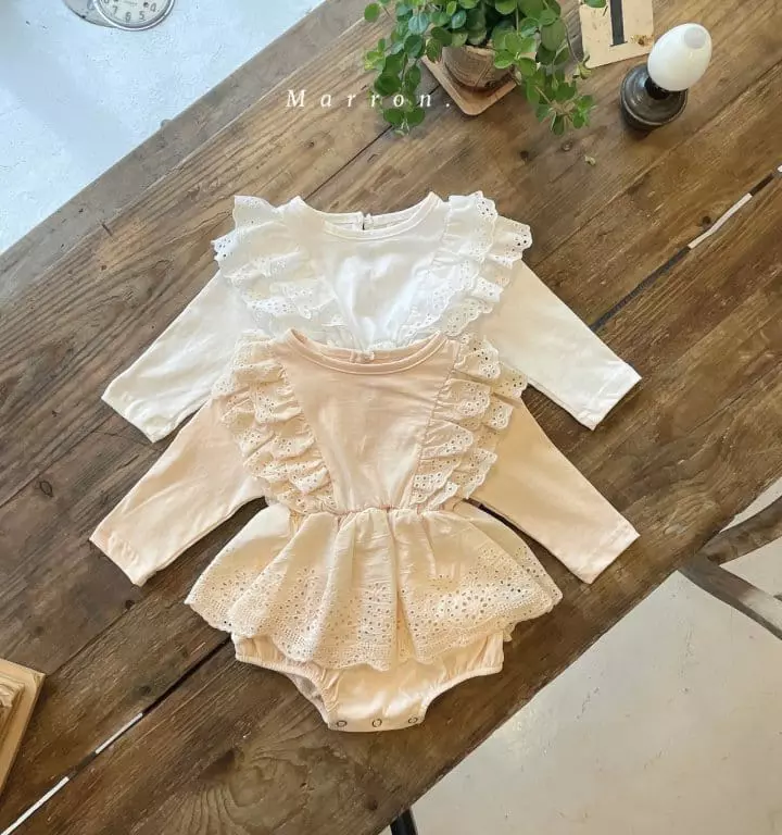 Marron Kid - Korean Baby Fashion - #babyfever - Vanilla Lace Bodysuit - 8
