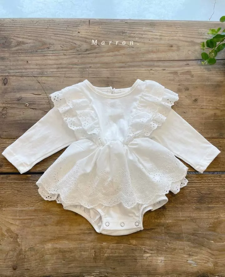 Marron Kid - Korean Baby Fashion - #onlinebabyboutique - Vanilla Lace Bodysuit