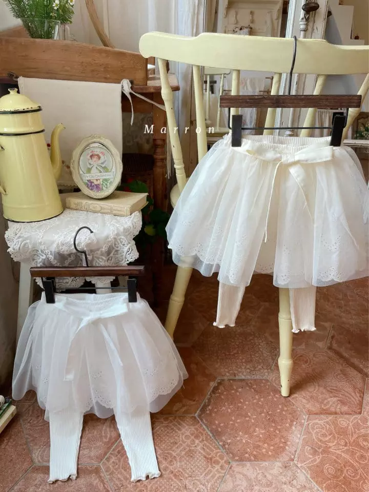 Marron Kid - Korean Children Fashion - #Kfashion4kids - Lace Skirt Leggings - 6