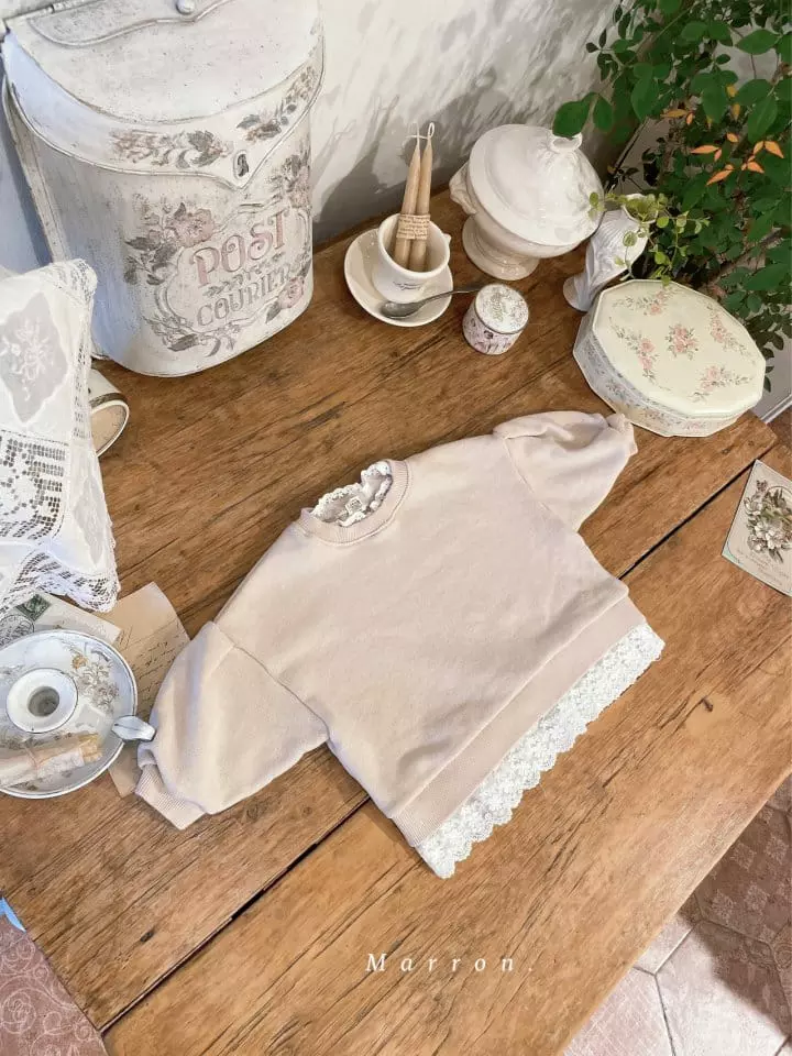 Marron Kid - Korean Children Fashion - #childofig - Lace Sweatshirt - 7