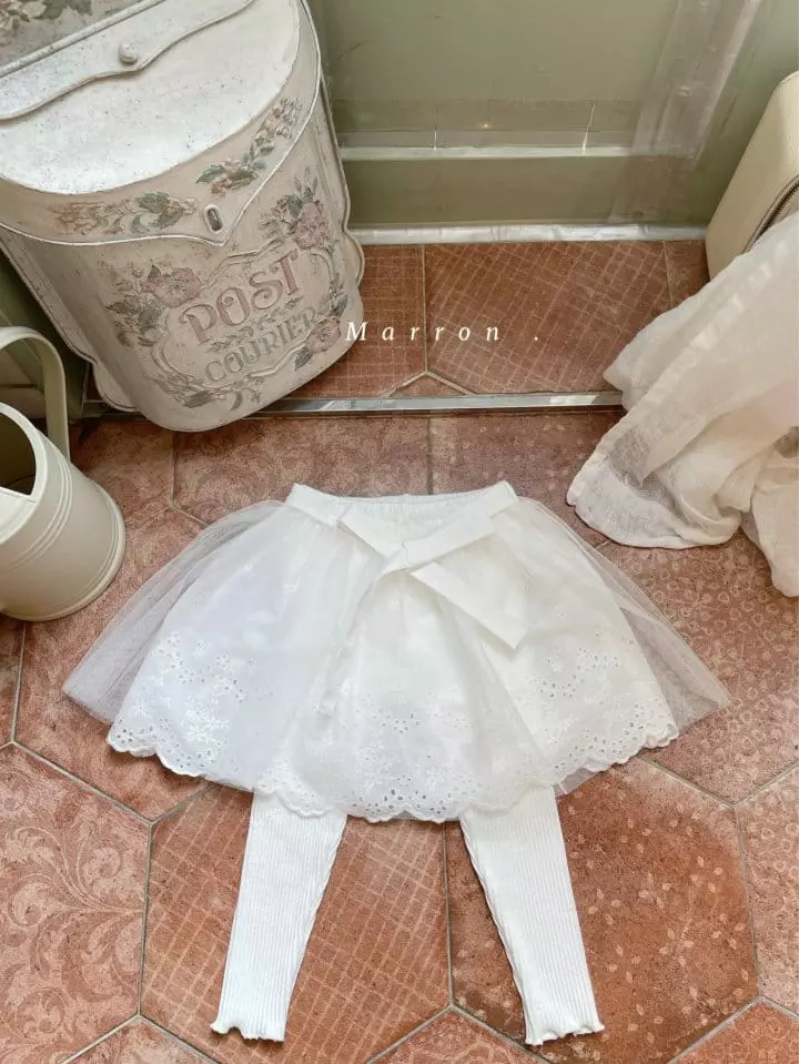 Marron Kid - Korean Children Fashion - #fashionkids - Lace Skirt Leggings - 2