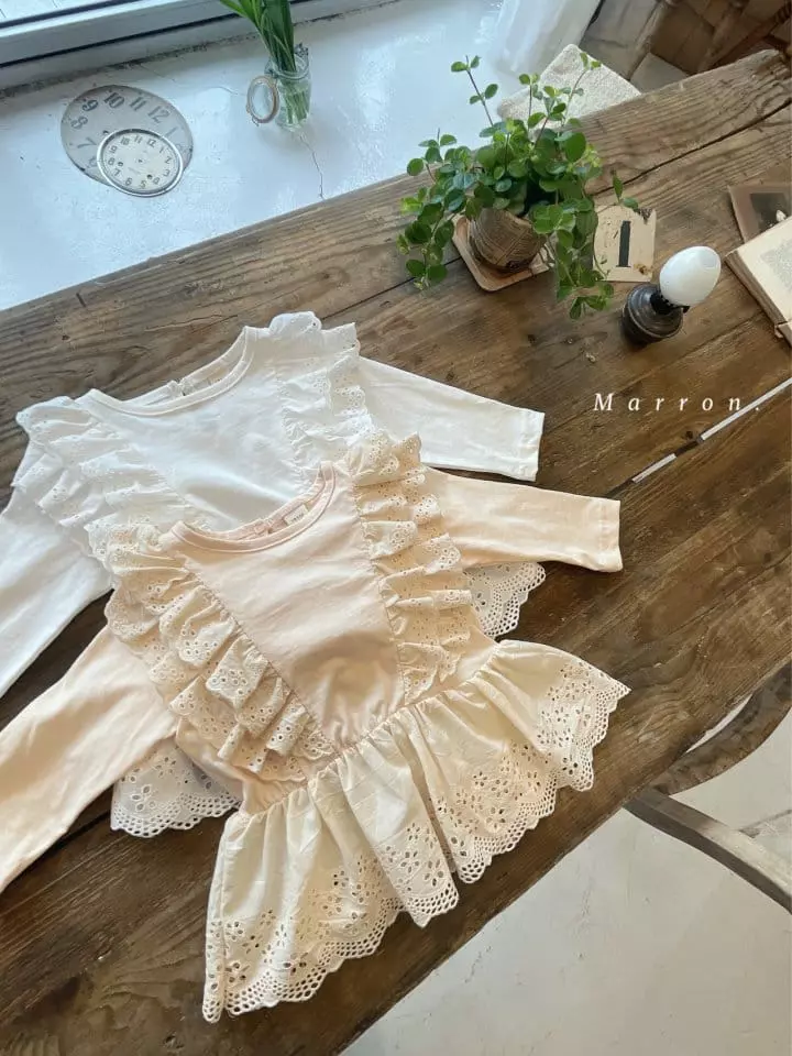 Marron Kid - Korean Children Fashion - #prettylittlegirls - Vanilla Lace Tee - 2