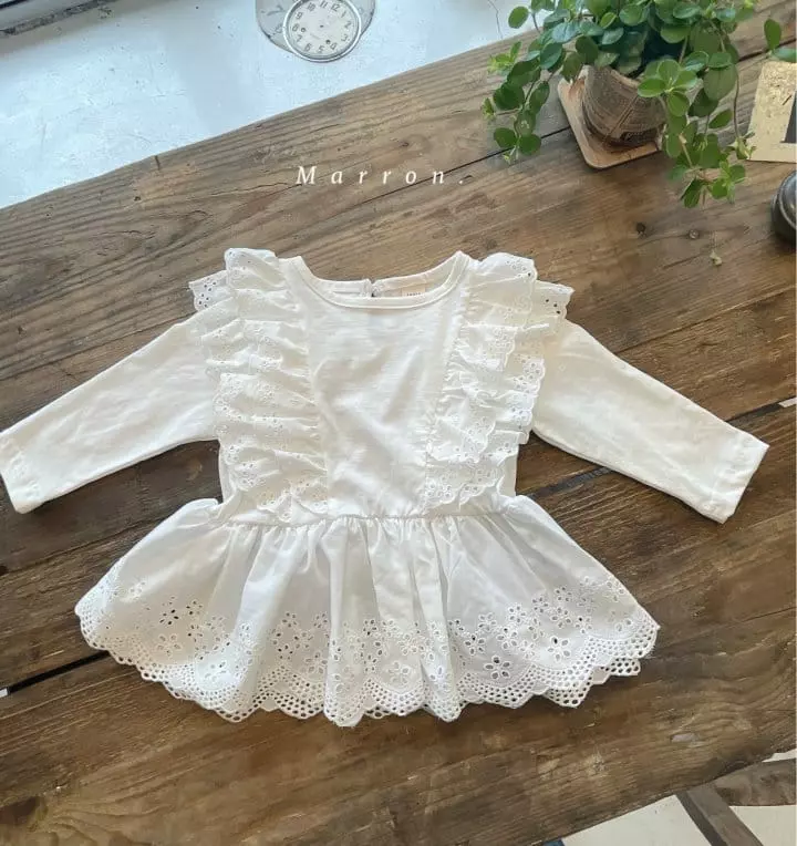 Marron Kid - Korean Children Fashion - #stylishchildhood - Vanilla Lace Tee - 5