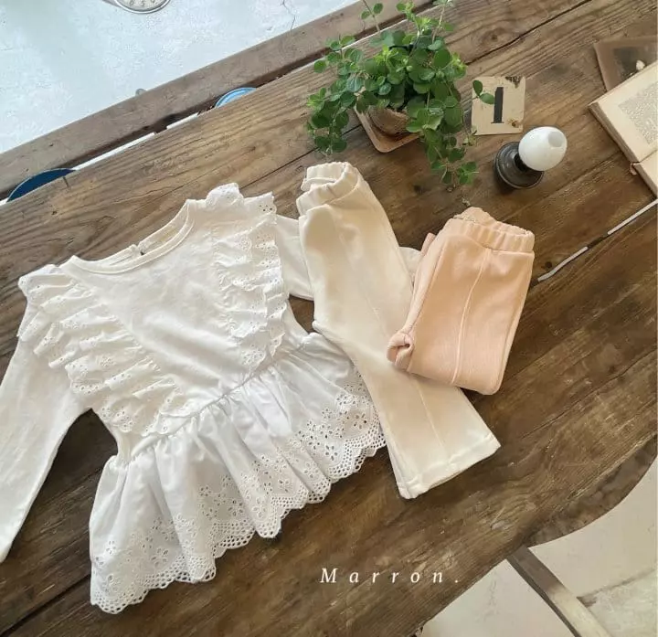 Marron Kid - Korean Children Fashion - #todddlerfashion - Vanilla Lace Tee - 3