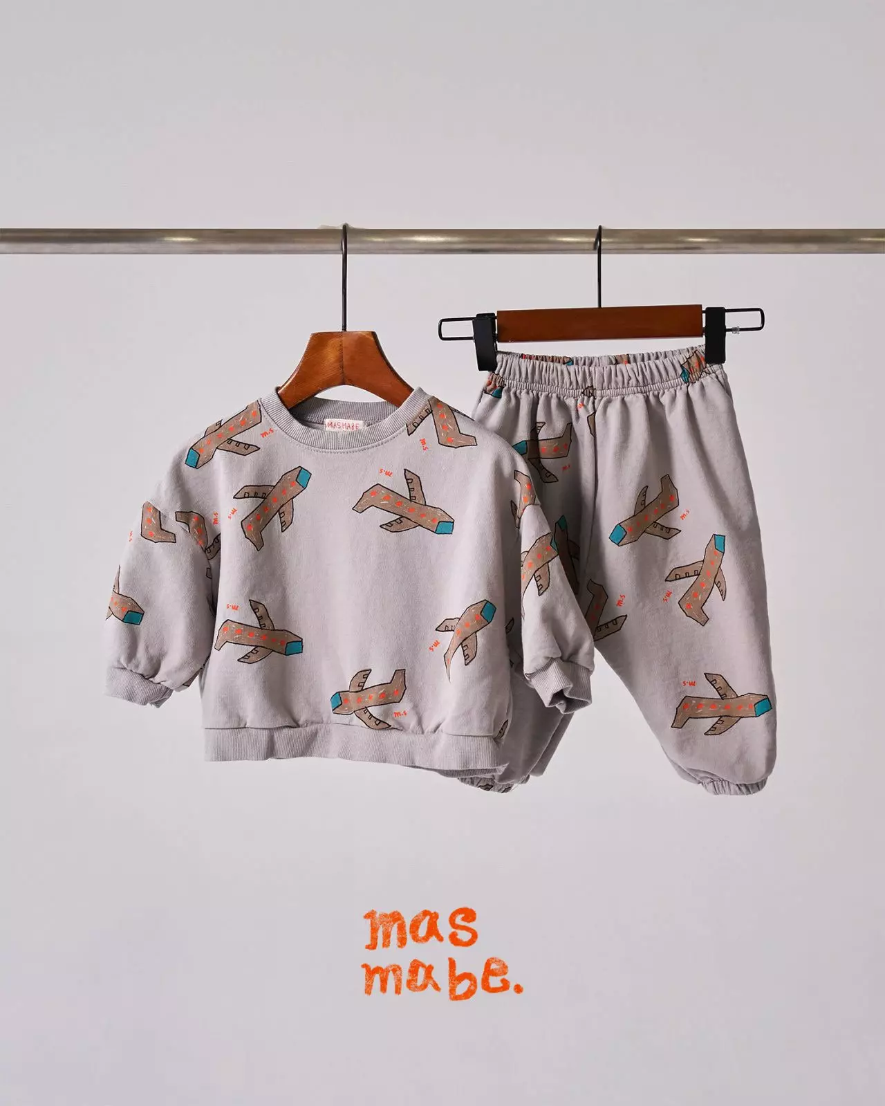 Masmabe - Korean Baby Fashion - #onlinebabyshop - Airplane Friends Top Bottom Set - 6