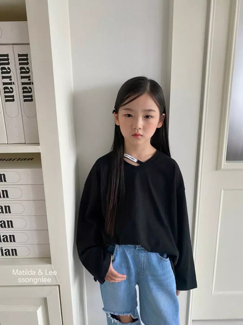 Matilda & Lee - Korean Children Fashion - #designkidswear - V Neck Label Tee - 3