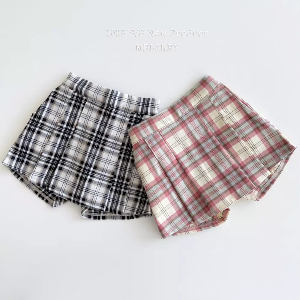 Melikey - Korean Children Fashion - #Kfashion4kids - Sprinf Check Skirt Shorts
