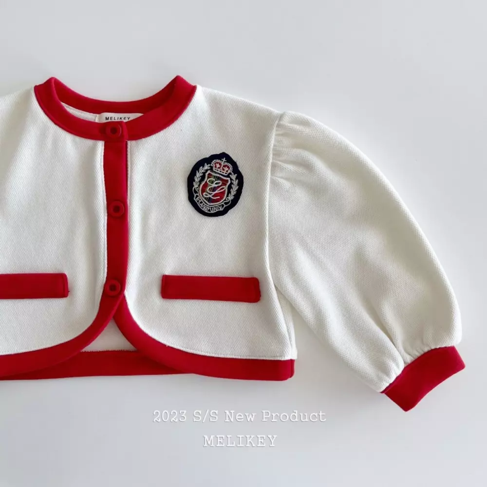 Melikey - Korean Children Fashion - #childrensboutique - Color Bolero Cardigan With Wapen