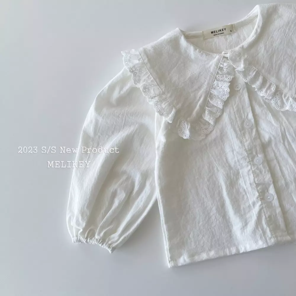 Melikey - Korean Children Fashion - #designkidswear - Basic Lace Frill Blouse