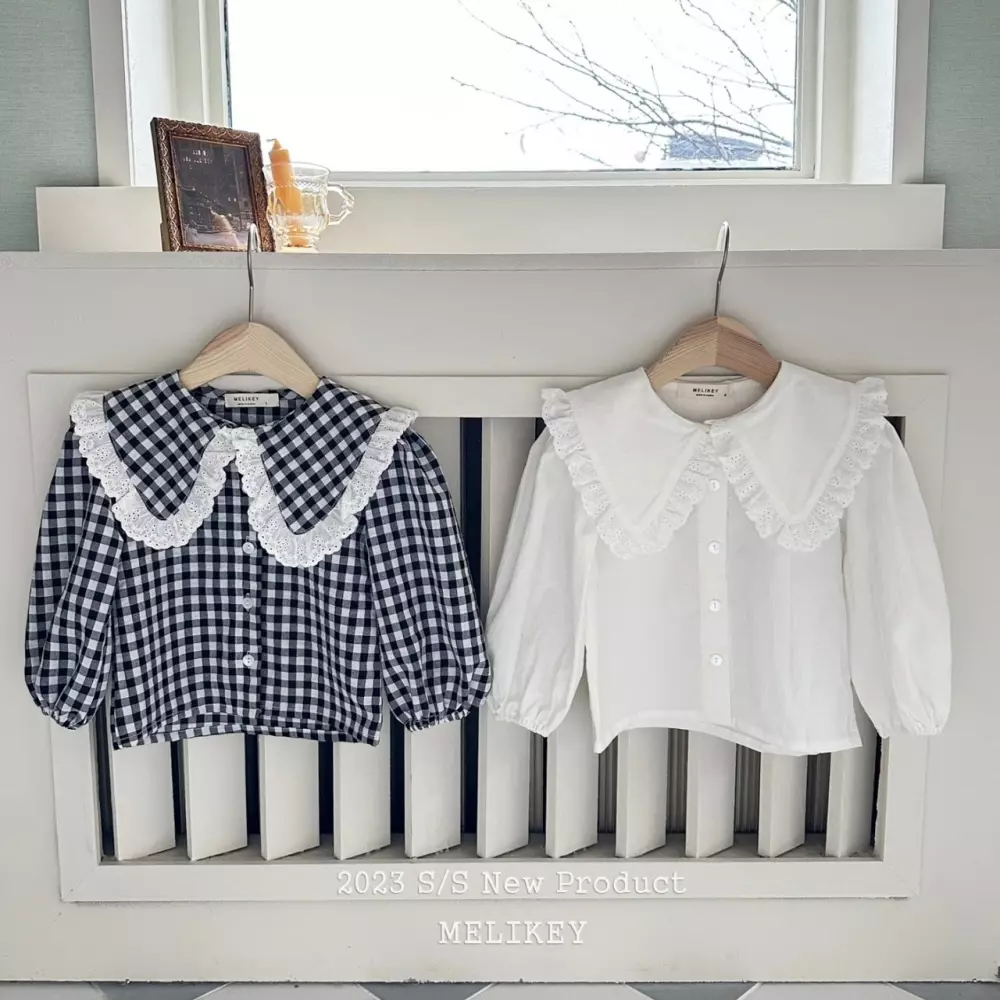 Melikey - Korean Children Fashion - #fashionkids - Basic Lace Frill Blouse - 3