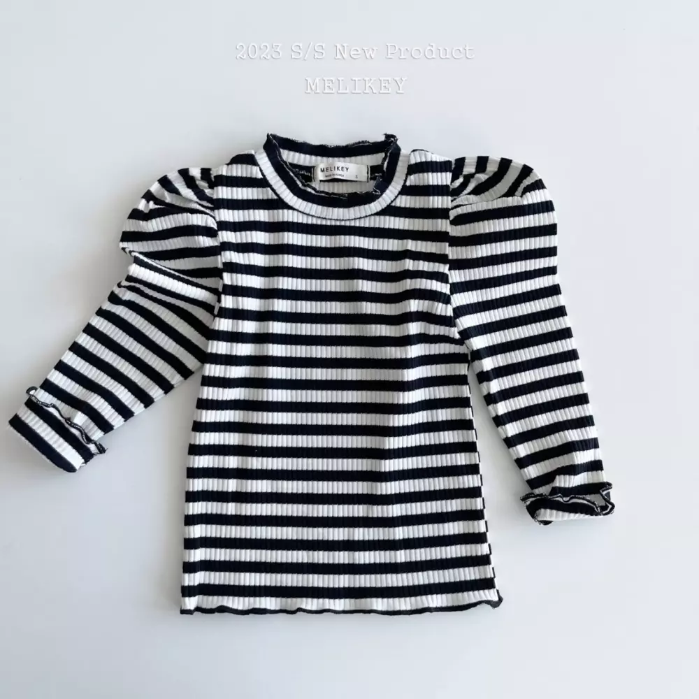 Melikey - Korean Children Fashion - #fashionkids - Basic Rib Puff Tee - 2