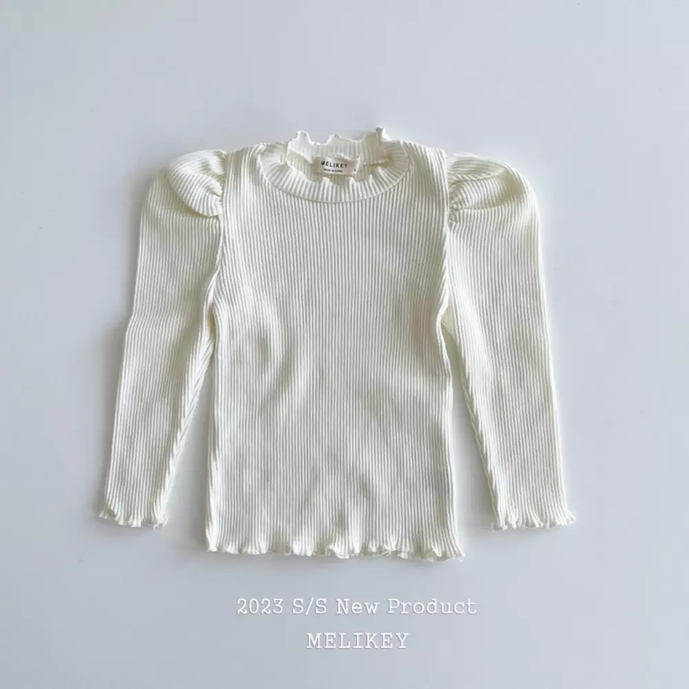Melikey - Korean Children Fashion - #kidsshorts - Basic Rib Puff Tee - 3