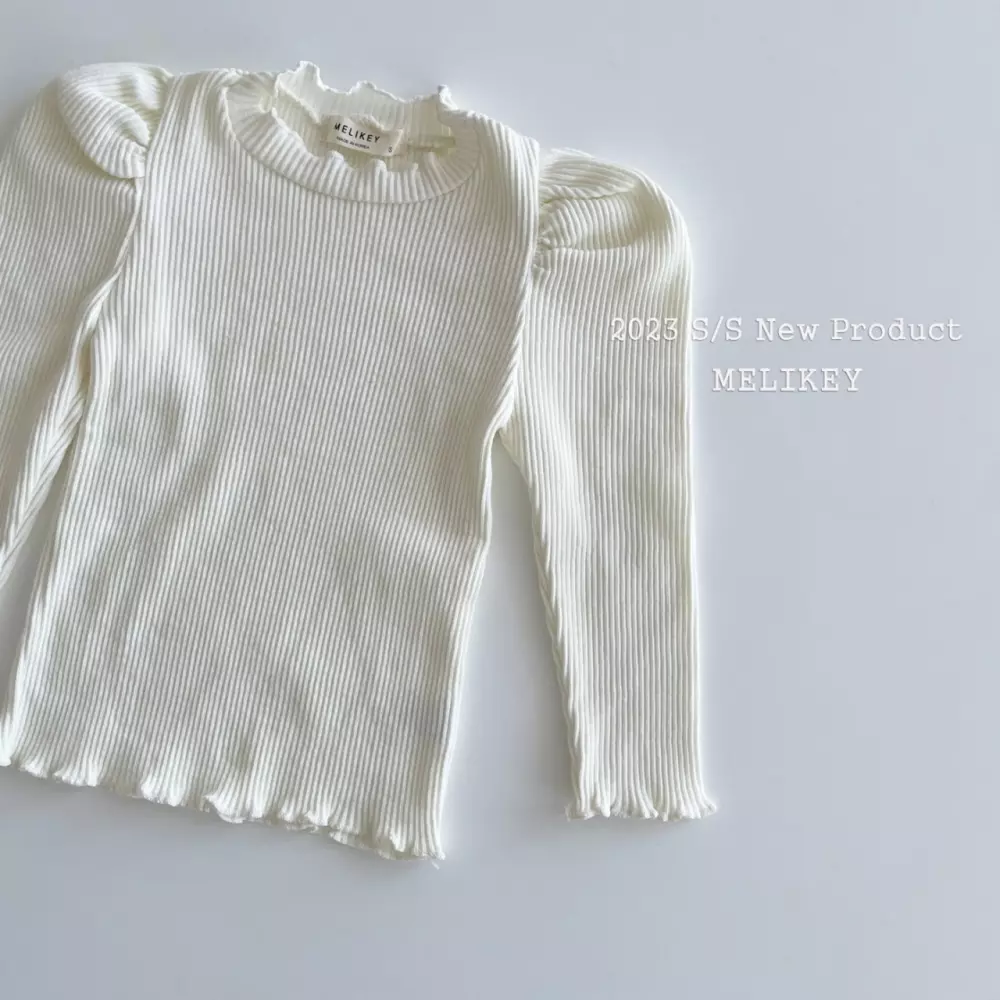 Melikey - Korean Children Fashion - #kidsshorts - Basic Rib Puff Tee - 4