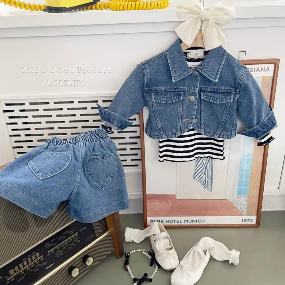 Melikey - Korean Children Fashion - #minifashionista - Heart Shorts Denim - 5