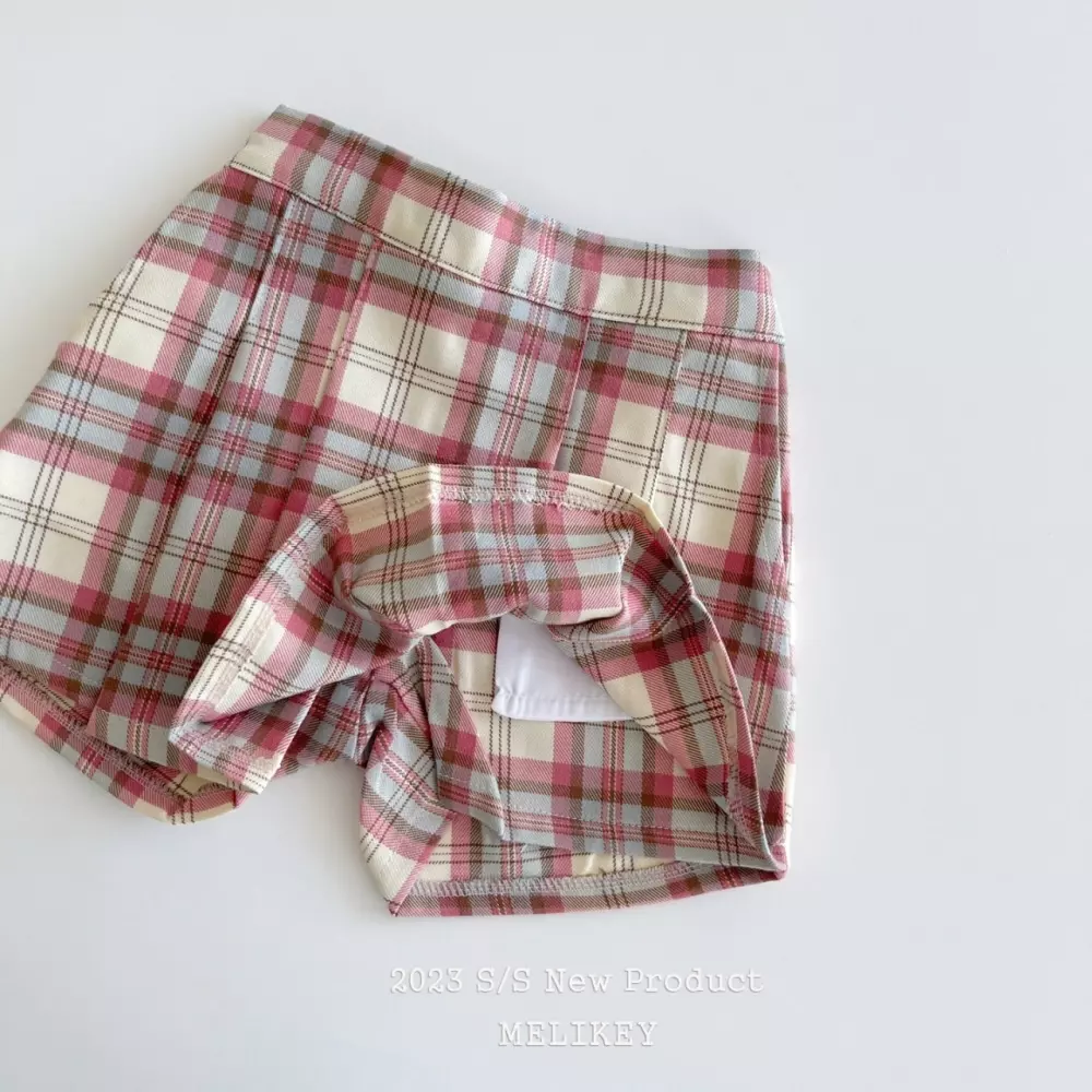 Melikey - Korean Children Fashion - #prettylittlegirls - Sprinf Check Skirt Shorts - 5