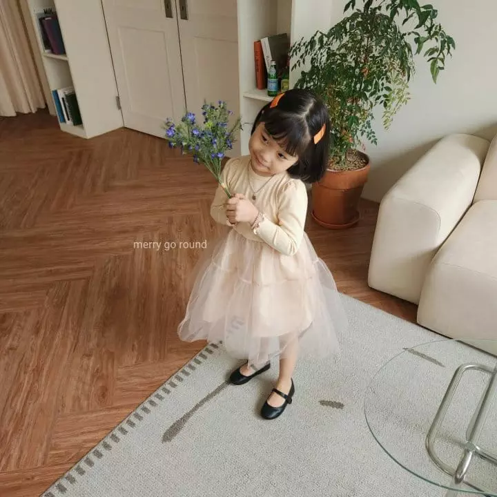 Merry Go Round - Korean Children Fashion - #childofig - Ribbon Mesh One-piece - 5