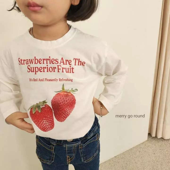 Merry Go Round - Korean Children Fashion - #designkidswear - Strawberry Tee - 2