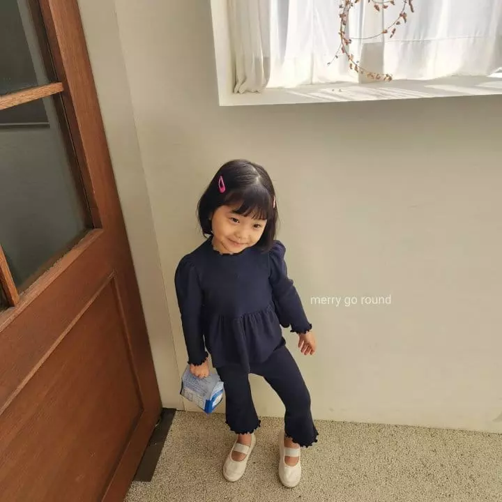Merry Go Round - Korean Children Fashion - #todddlerfashion - Rib Top Bottom Set - 6