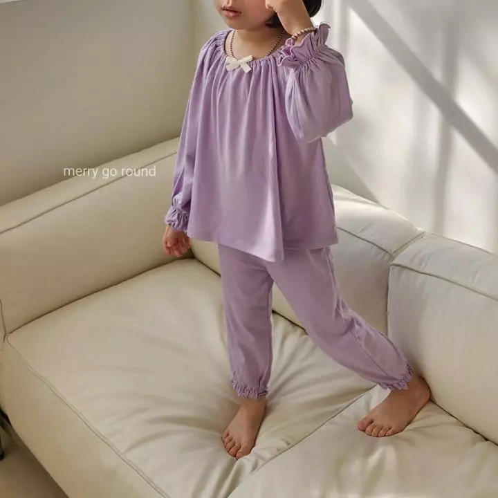 Merry Go Round - Korean Children Fashion - #todddlerfashion - Ribbon Pajama Set - 3