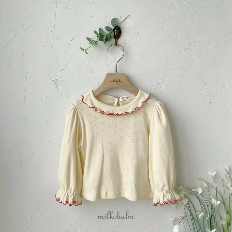 Milk Balm - Korean Children Fashion - #childrensboutique - Milk Eyelet Tee - 6