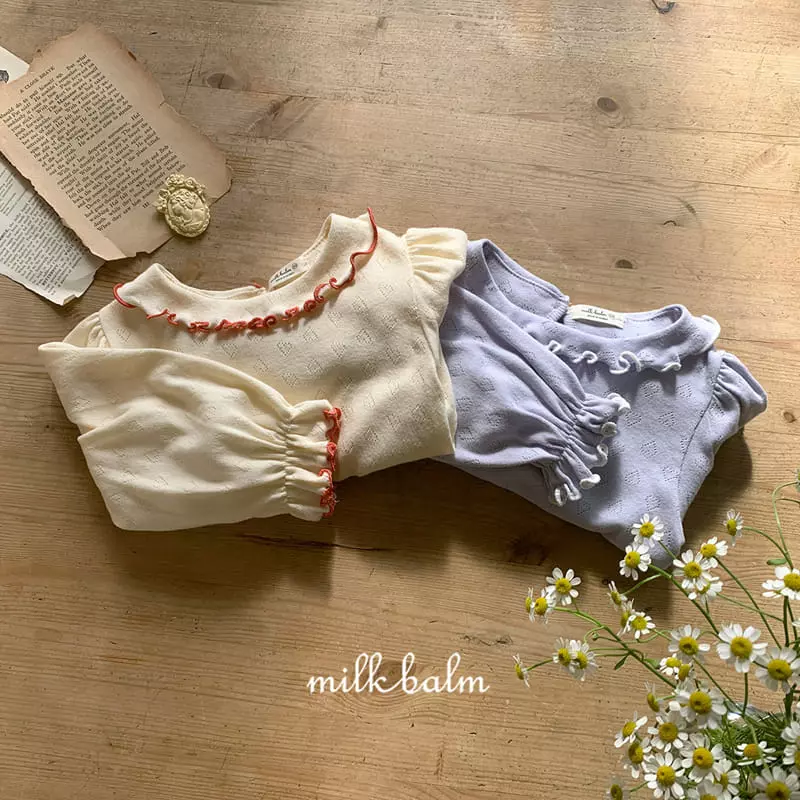 Milk Balm - Korean Children Fashion - #todddlerfashion - Milk Eyelet Tee - 2