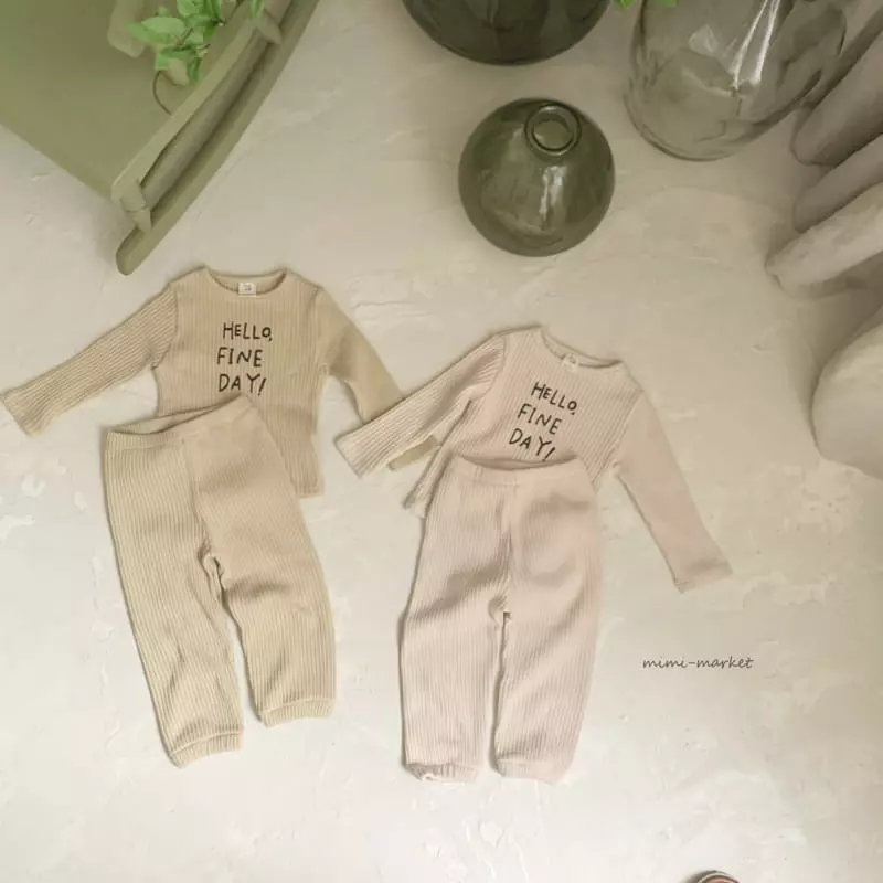 Mimi Market - Korean Baby Fashion - #babyootd - Hello Top Bottom Set - 3