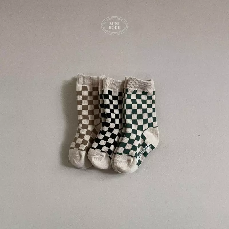 Mini Robe - Korean Baby Fashion - #babyboutique - Checker Board Socks