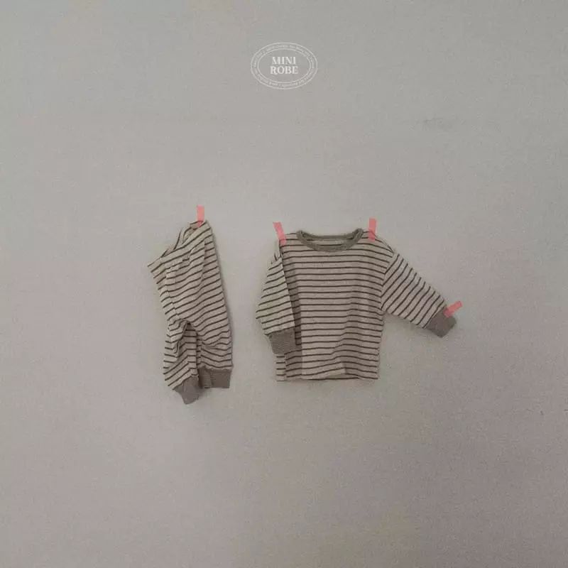 Mini Robe - Korean Baby Fashion - #babyclothing - Bebe Organic Stripes Top Bottom Set - 8
