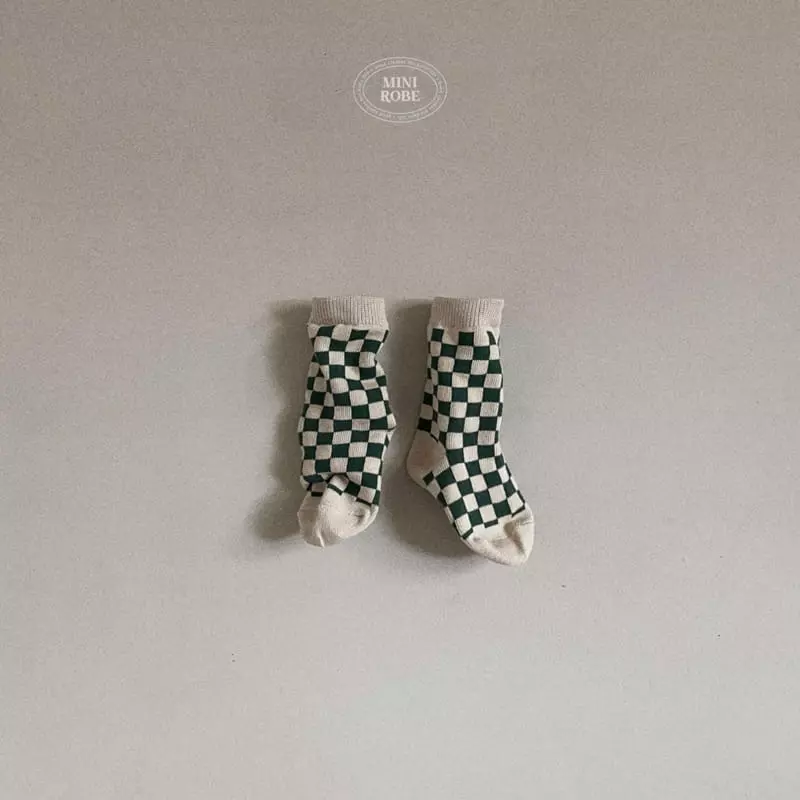 Mini Robe - Korean Baby Fashion - #babyclothing - Checker Board Socks - 4