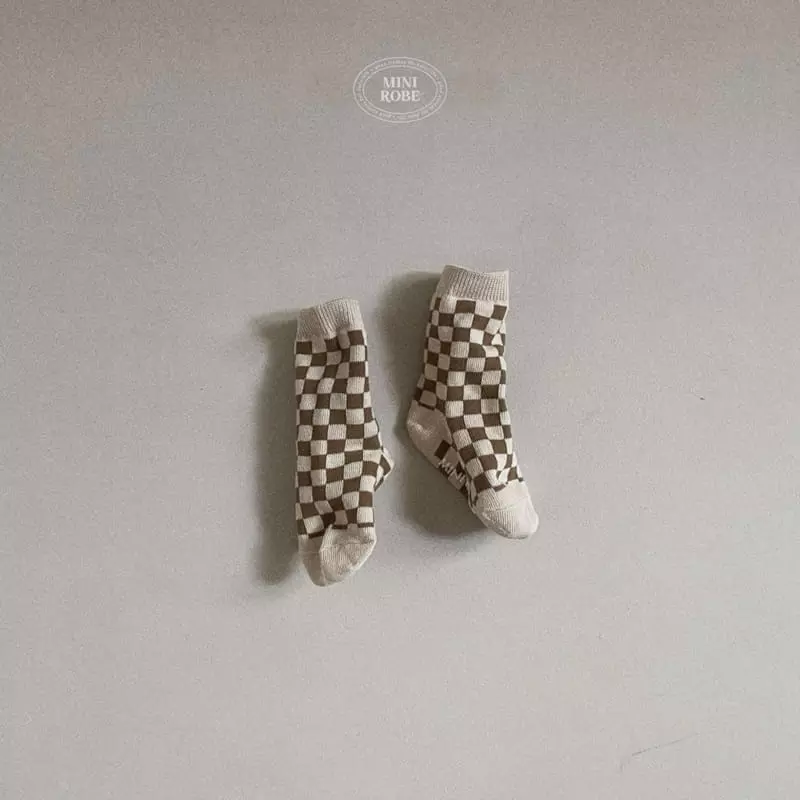 Mini Robe - Korean Baby Fashion - #babyfever - Checker Board Socks - 5
