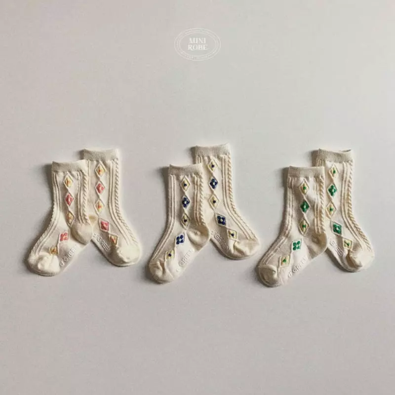 Mini Robe - Korean Baby Fashion - #babyfever - Flower Socks - 3