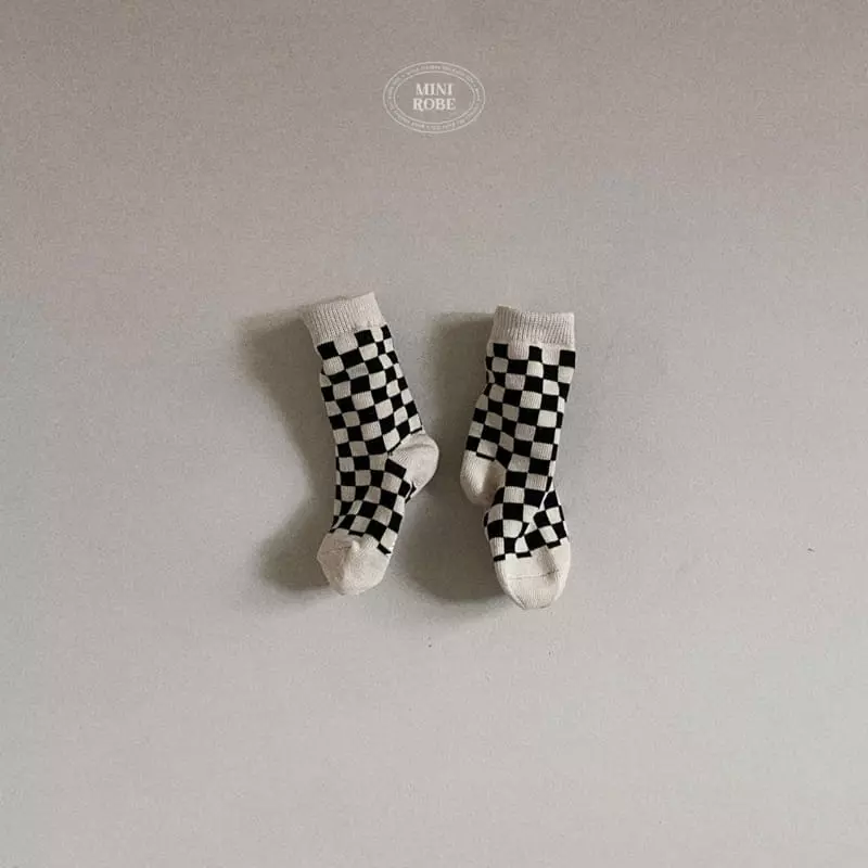 Mini Robe - Korean Baby Fashion - #babygirlfashion - Checker Board Socks - 6