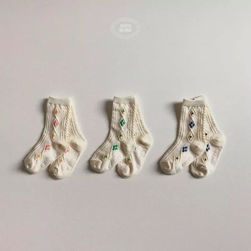Mini Robe - Korean Baby Fashion - #babyfever - Flower Socks - 4