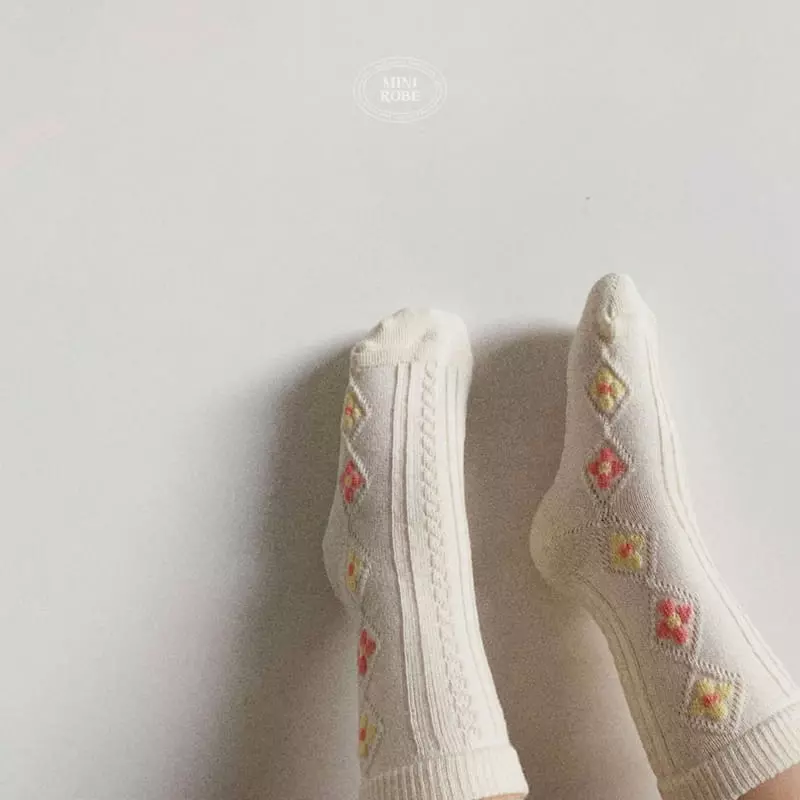 Mini Robe - Korean Baby Fashion - #babyoutfit - Flower Socks - 8