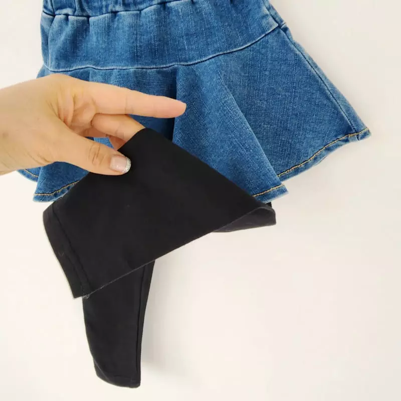 Momo Ann - Korean Children Fashion - #Kfashion4kids - Plare Denim Skirt Leggings - 9