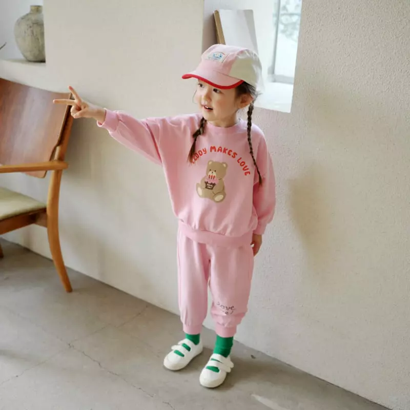 Momo Ann - Korean Children Fashion - #kidsshorts - Teddy Top Bottom Set - 9