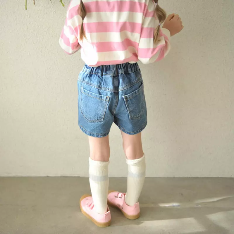 Momo Ann - Korean Children Fashion - #kidzfashiontrend - Denim Wrap Shorts - 8