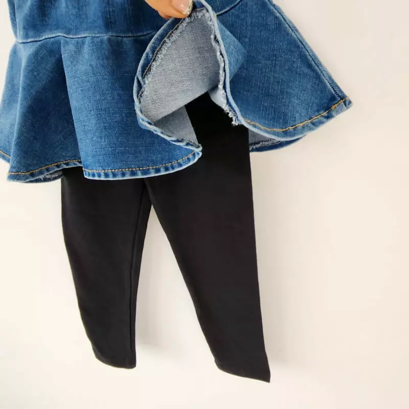 Momo Ann - Korean Children Fashion - #littlefashionista - Plare Denim Skirt Leggings - 10