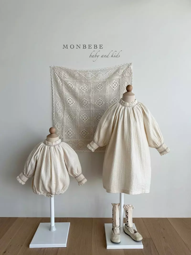 Monbebe - Korean Baby Fashion - #babyboutiqueclothing - Beeb Cream Smocked Bodysuit - 11