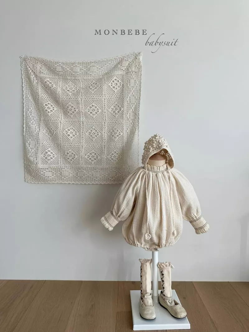 Monbebe - Korean Baby Fashion - #babyootd - Beeb Cream Smocked Bodysuit - 3