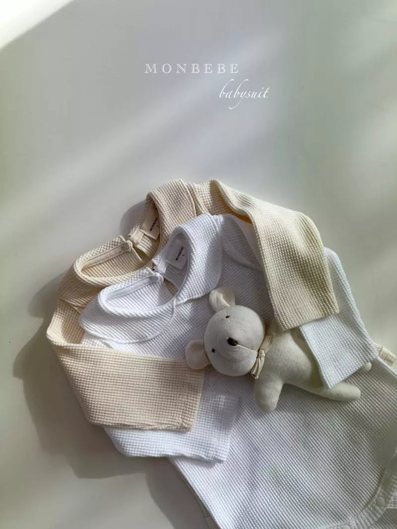 Monbebe - Korean Baby Fashion - #babyootd - Waffle Collar Bodysuit - 6