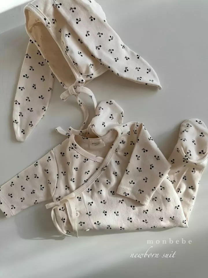 Monbebe - Korean Baby Fashion - #babyoutfit - Cherry Barnie Bodysuit - 11
