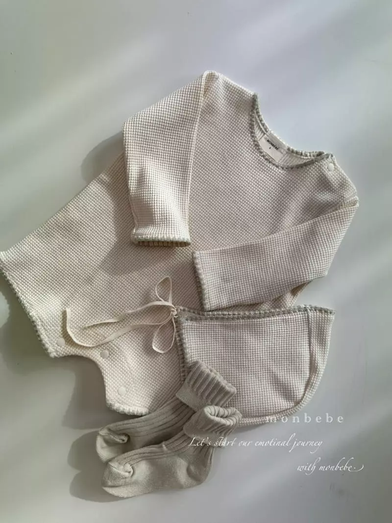 Monbebe - Korean Baby Fashion - #babyoutfit - Mello Waffle Bodysuit - 10