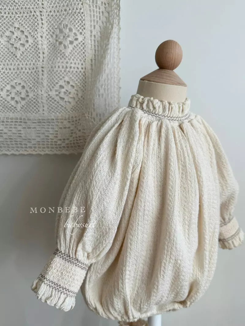 Monbebe - Korean Baby Fashion - #babywear - Beeb Cream Smocked Bodysuit - 6
