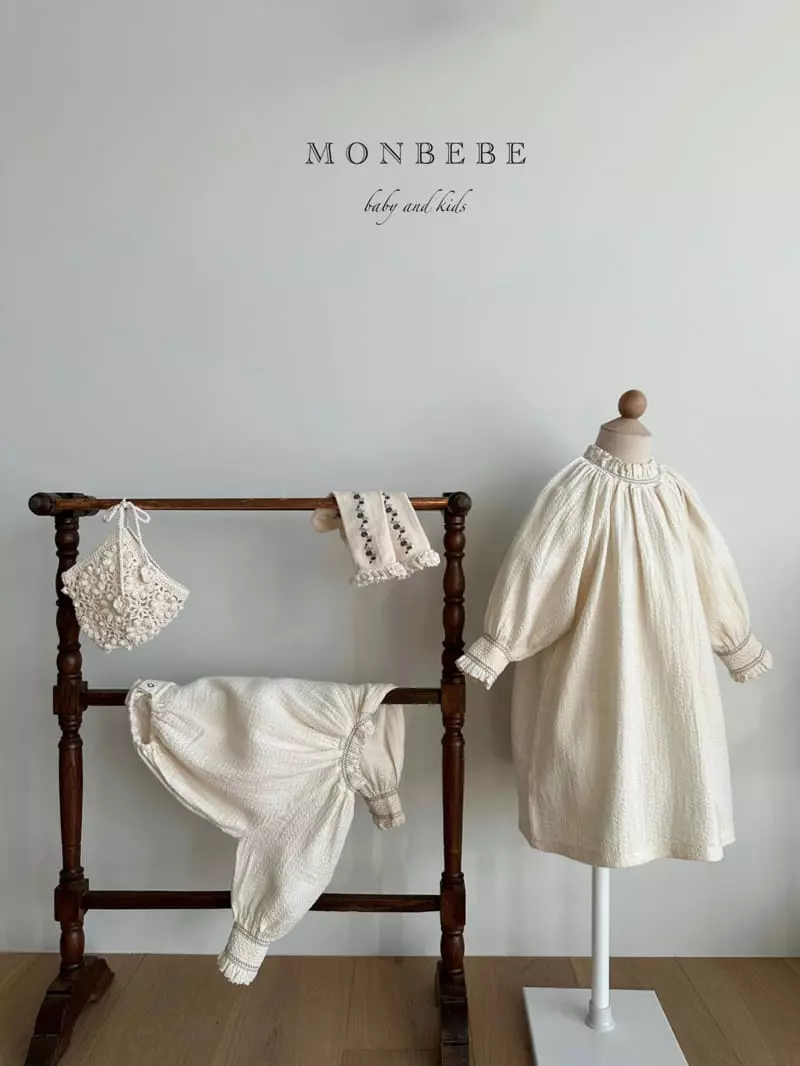 Monbebe - Korean Children Fashion - #kidzfashiontrend - Cream Smocked One-piece - 4