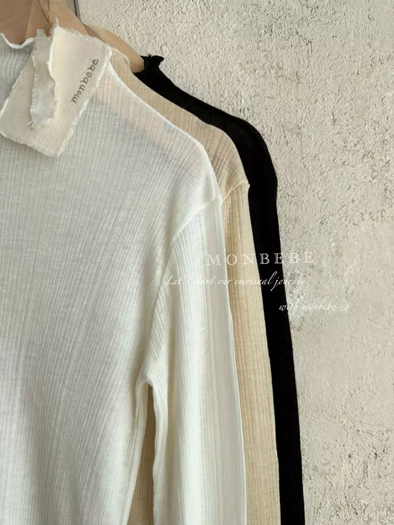 Monbebe - Korean Women Fashion - #pursuepretty - Mom Rib Slim Turtleneck TEe - 3