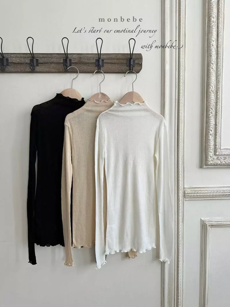 Monbebe - Korean Women Fashion - #romanticstyle - Mom Rib Slim Turtleneck TEe - 5